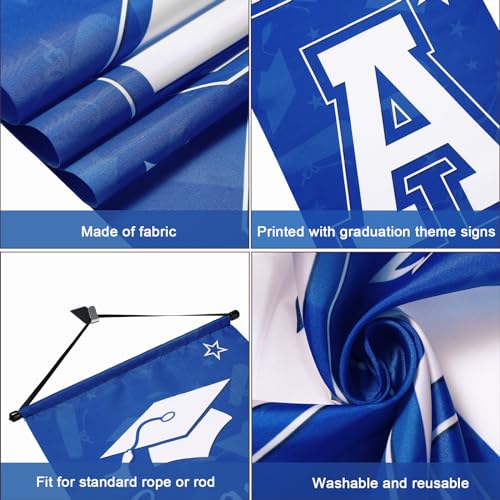 Image of Moukeren 3 Pieces 2026 Graduation Party Decorations Graduation Porch Sign Class of 2026 Grad Hanging Porch Banner Backdrop Door Sign for Grad Party Home Door Wall Decor(Blue)