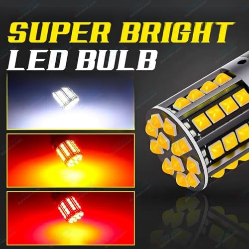Image of com Bright 44SMD BAU15S PY21W 1156 150 Cross /Angled Pin LED for Car Bike Turn Signal Indicator (1 Pair, Amber)