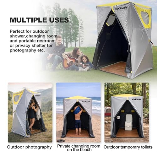 Image of Luxury Pop Up Shower Tent,Tool-Free Setup Portable and Lightweight Privacy Tent with Blackout Coating,Waterproof & UV Resistant for Camping, Beach,Portable Bathroom 82 inch x 56 inch x 56 inch