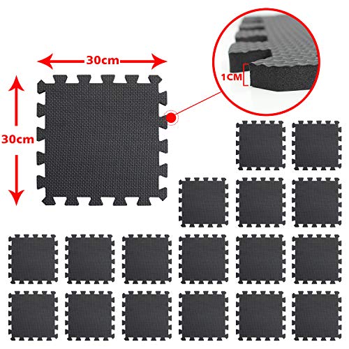 Image of meiqicool Foam Play Mat Thick Soft EVA Interlocking Foam Floor Mats Children Yoga Exercise Multi Jigsaw Puzzle Blocking Board Kids Playmats Play Black 18 Piece D