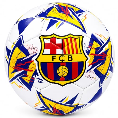 OVERS Football Size 5 Durable PU Leather Soccer Ball for Training & Match High Air Retention Outdoor/Indoor Use for Adults & Youth (FCB BARCELONA 5)