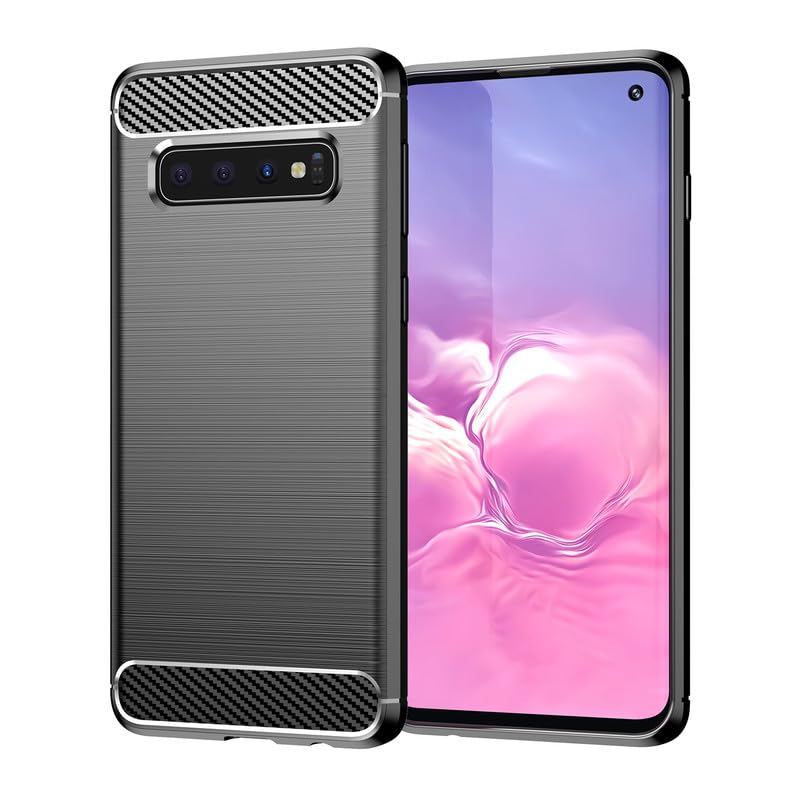 Image of Hybrid Carbon Fiber Back Case for Samsung Galaxy S10 Plus (Black)