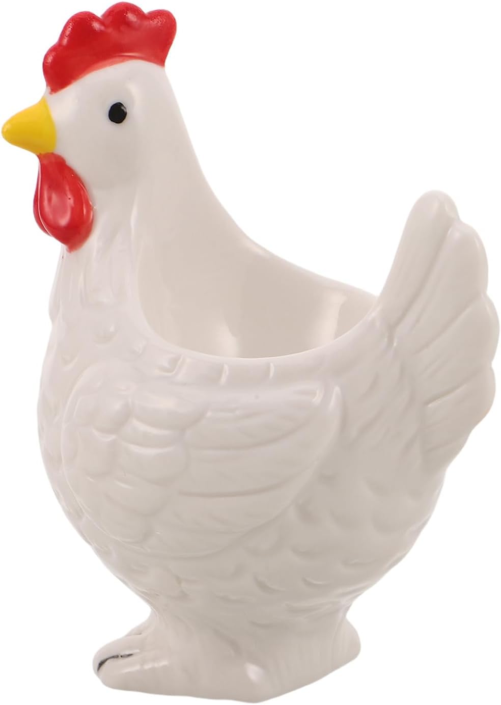 Easter Ceramic Egg Cup: Porcelain Chicken Egg Holder Stand For Spring Tabletop Breakfast Setting - Lovely Chicken Shaped For Kitchen Dinner Table White