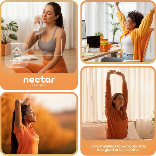 Image of Nectar Energy Patches with Caffeine | Vitamin B3, B5, B6 & Taurine Transdermal Patches | Clean Daily Energy Support for Women & Men | Focus & Vitality Patch | 30 Count