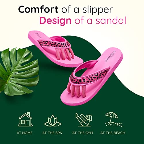 Pedicure Sandals with Built In Toe Separators for Women - Comfortable Spa Style Flip Flops for Home, Salon, Yoga & Gym Use - Ideal for Nail Drying & Foot Wellness (Pink Leopard-XL) 7
