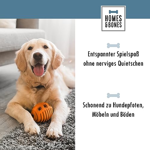 Homes&Bones Doggy Egg Hundespielzeug befüllbar aus Naturkautschuk zur Hundebeschäftigung als Futterball & Intelligenzspielzeug für mittlere bis große Hunde orange