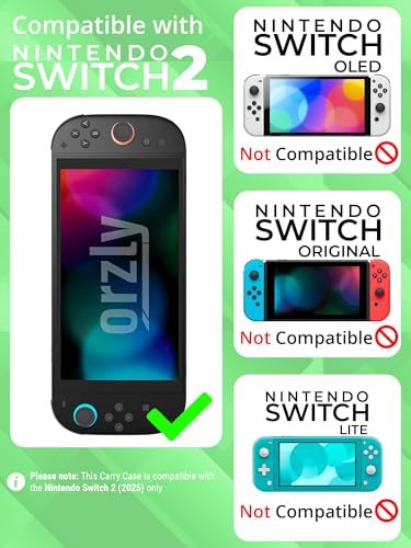 Image of Orzly Case Compatible with Nintendo Switch 2 - Protective Travel Carry Case with Screen Padding, Game Card & microSD Slots, Zipped & Open Pockets for Accessories - 7.9 inch Gift Boxed