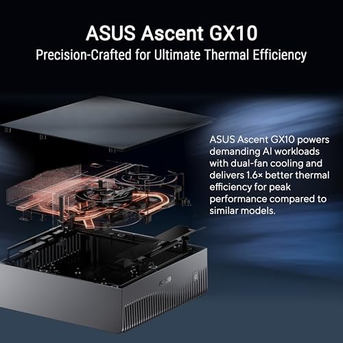 Image of Asus Ascent GX10-GG0015BN Desktop AI Computer - ARM Cortex X925-128 GB - 1 TB PCI Express NVMe 4.0 x4 SSD - Stellar Gray - NVIDIA GB10 Grace Blackwell Chip - DGX OS - NVIDIA Blackwell GPU GB10 - Wi