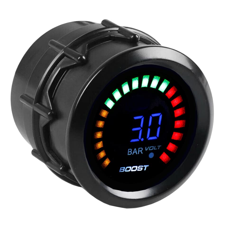 ETOPARS Motore Auto Digitale 52mm 2pollici Calibro di Turbo Boost Kit Manometro Boost Bar Misuratore Indicatore Luminoso Display Sfumatura Fumo Lente