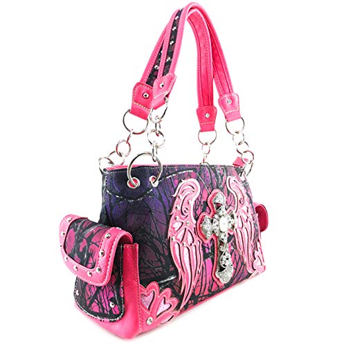 Zelris Camouflage Shine Glow Cross Wings Women Conceal Carry Handbag2