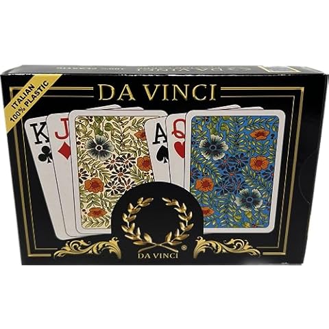 DA VINCI Fiori, Italian 100% Plastic Playing Cards 2 Deck Set, Poker Size Large Print Jumbo Index Cover