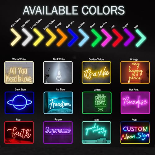 Image of Custom Neon Sign Customizable LED Neon Light for Wall Decor, Large Personalized Sign for Bedoom Birthday Party Girl Boy Gift Name Logo Light up Sign Bar Home Wedding Decoration