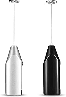 MHwan milk frother, mousseurs à lait, Mélangeur à piles dagitateur dacier inoxydable dABS pour les fouets tenus dans la main doeufs de Matcha de café au lait, 2 pièces