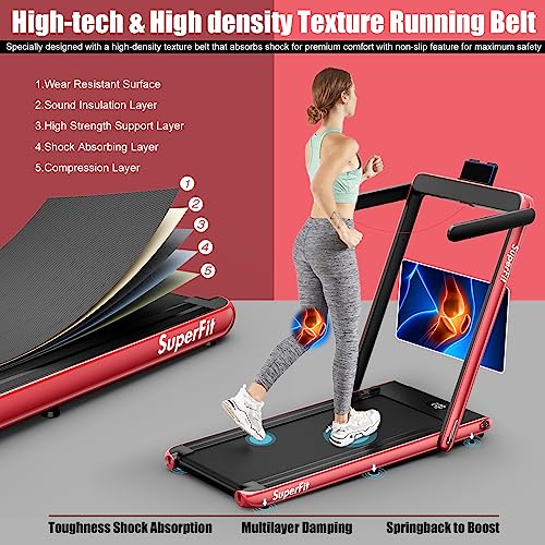 Image of Goplus 2 in 1 Folding Treadmill, 2.25HP Superfit Under Desk Electric Treadmill, Installation-Free with Remote Control, APP Control and LED Display, Walking Jogging for Home Office