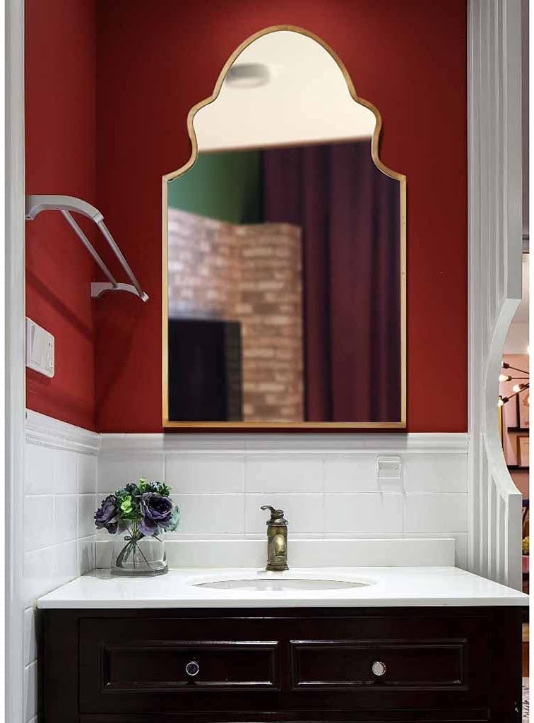 Size 70 x100 cm Mirror Simple Bathroom Mirror Bedroom Vanity Mirror Special-Shaped Makeup Mirror Bathroom Wall-Mounted Mirror Retro Entrance Mirror (Color : A Size : 70 * 100CM)