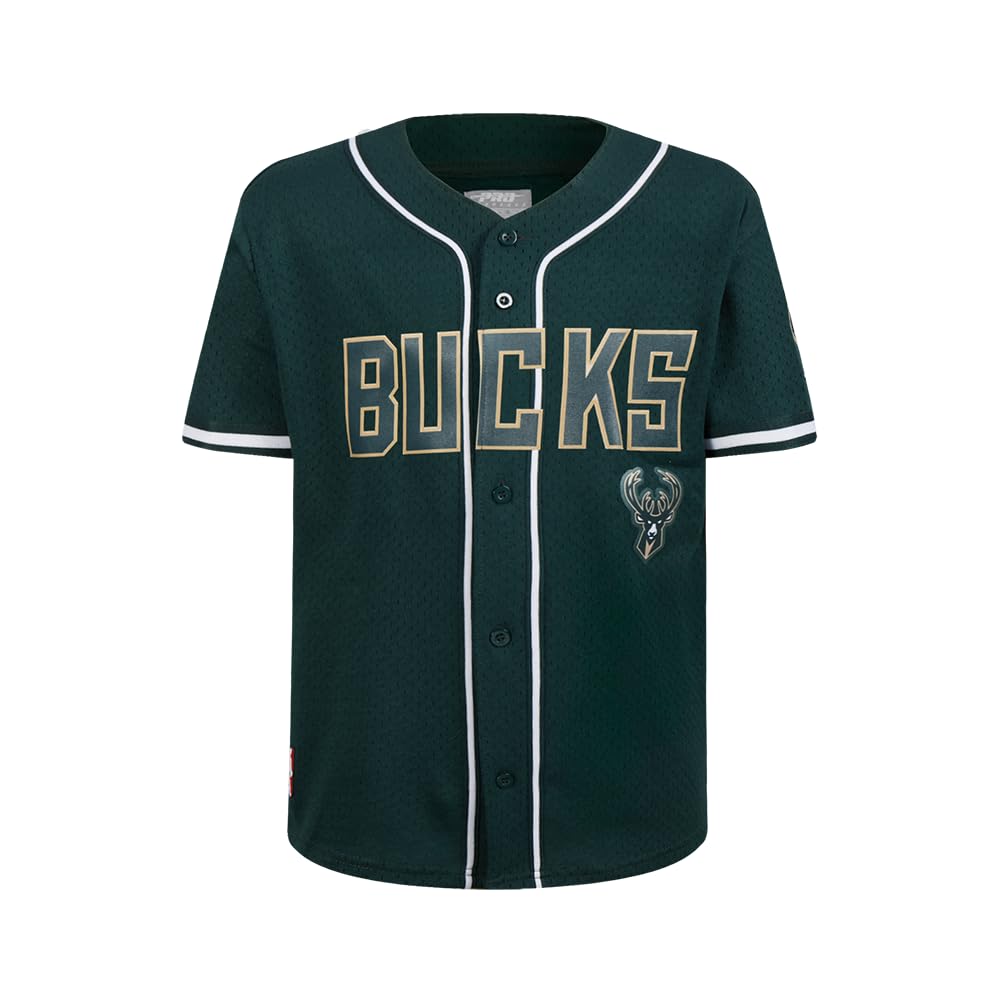 Big Boys NBA Mesh Button Down Mesh Top, Green (Forest Green), M