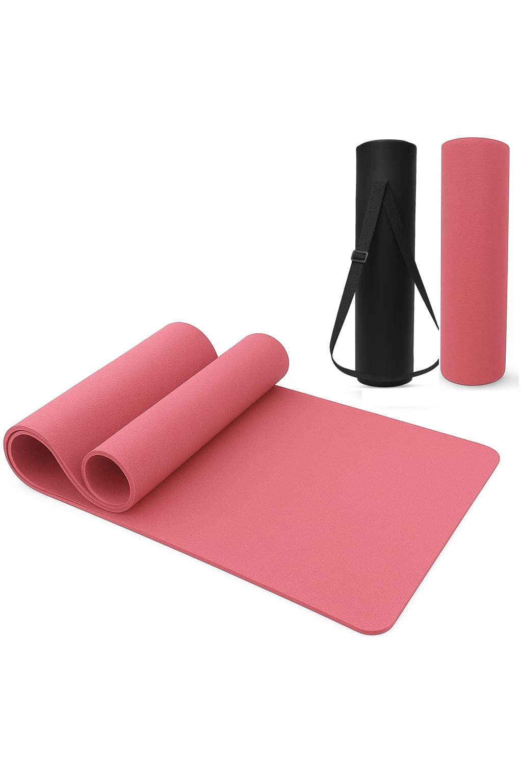 JX FASHION HOMES Yoga Mat, 6mm Thick, Anti-Skid with Carry Bag, Water-Resistant, for Home Gym & Outdoor Workout (60X180 CM) (Dark Pink)-image-34