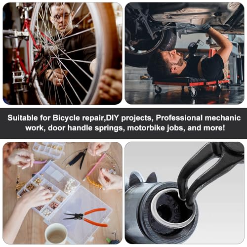 Sprengringzangen Set, 180mm Sprengringzangensatz 4tlg., Industrieller Kohlenstoffstahl Rostschutz Seegeringzange Set, Sicherungsringzangen Außen/Innen mit Langlebigen Federn und Rutschfesten Griffen