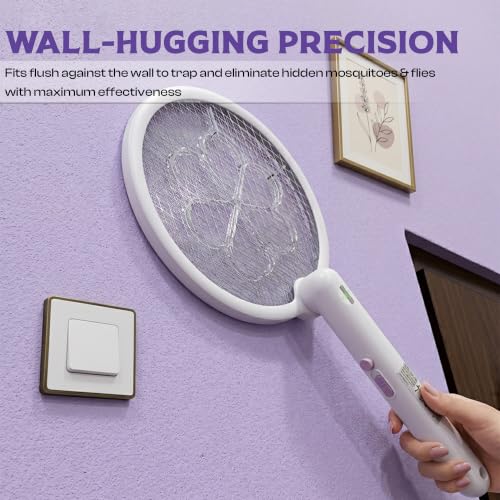 Image of Electric Mosquito Killer Racket 3-in-1 Foldable | Fly Swatter | Stand & Hang Design | Mosquito Trap & UV Light for Home | Rechargeable 1200mAh Battery | Type-C Charging| 1 Year Warranty