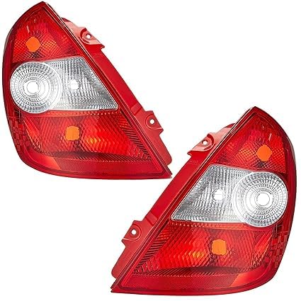 Image of Tail Light Assembly compatible with Tata Indigo CS, Right and Left Side Pair, Red and Clear Lens, Polycarbonate Material, 2008-2018 Models