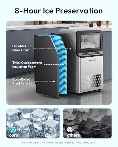 Image of EUHOMY Commercial Ice Maker Machine, 110lbs /24H, Stainless Steel Under Counter Ice Maker with 22lbs Storage, Self-Cleaning, Freestanding Ice Machine for Home /Bar /Cafe /Restaurant