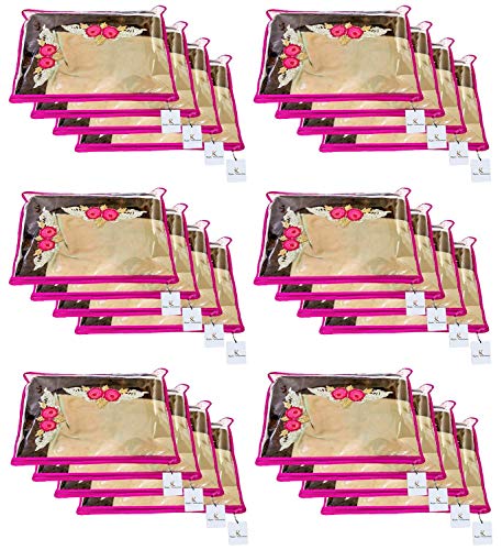 Kuber Industries Polyurethane Saree Cover, Set of 24 with Zipper