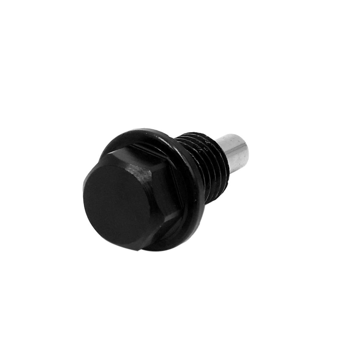 sourcing map M12x1.5 Negro Tornillo Magnéctico para Drenaje de Carter de Aceite con Arandela para Motor de Coche