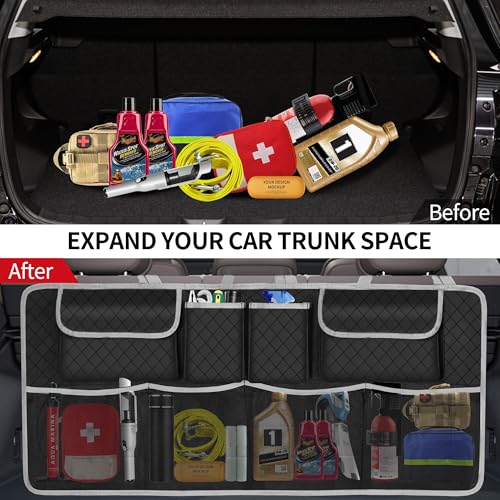 Image of Car Trunk Organizer and Storage, Large Capacity Backseat Hanging Storage Accessories, Backseat Car Organizer for SUV /MPV /Truck (Gray)