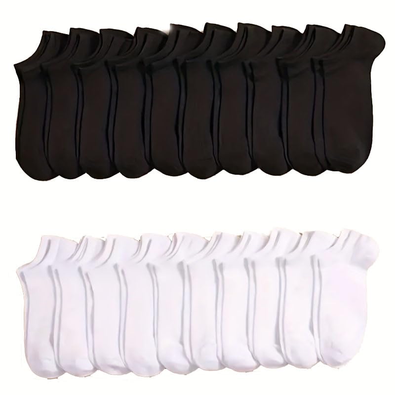 Short Socks Suitable for Men and Women, Lightweight and Breathable, Suitable for Outdoor Leisure (10 Pairs/20 Pairs)