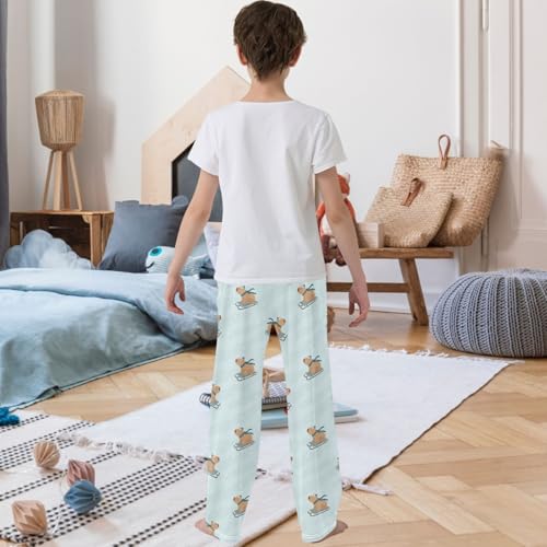 Boy's Pants Funny Capybara Rides Sledge Jogger Pants Elastic Waist Long Bottoms Trousers with Pockets 6-14 Years3