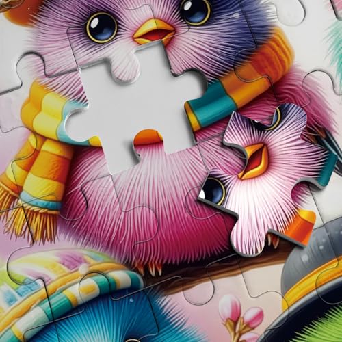 Colorful Bird Hat Puzzles para adultos 1000 piezas, puzzle de naturaleza con arte de pájaros en sombreros coloridos miniatura 4