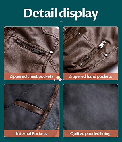 Image of Boy's Faux Leather Jacket Windproof Warm Winter Coat Kids Bomber Outerwear Waterproof PU Motorcycle Jacket