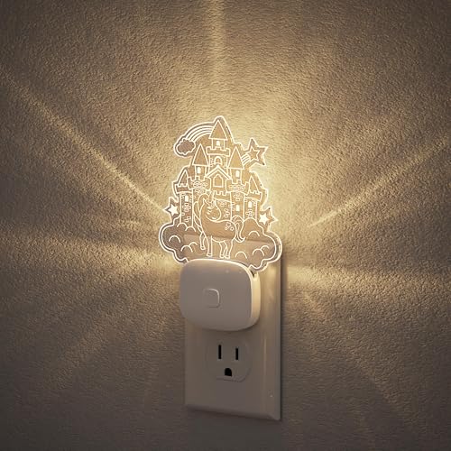 Image of JandCase Castle Kids Night Light, 10 Color Changing, Dusk to Dawn Sensor, Acrylic RGB Nightlight for Kids Girls Bedroom, Gifts for Girls