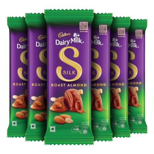 Image of Cadbury Dairy Milk Silk Roast Almond Chocolate Bar, 58 Grams (Pack of 6)