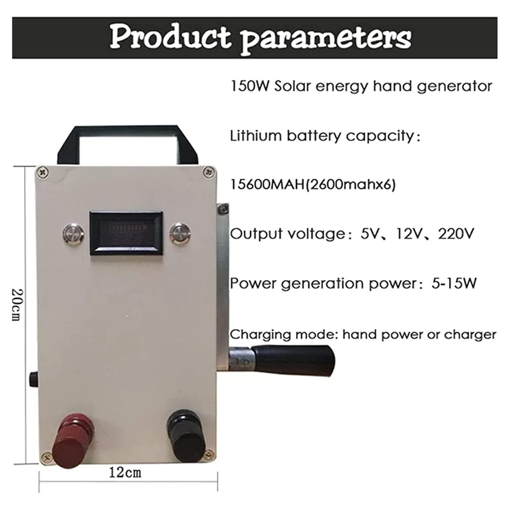 Generatore portatile a manovella da 150 W - Piccolo alimentatore di emergenza manuale per viaggi all'aperto e esplorazione sul campo