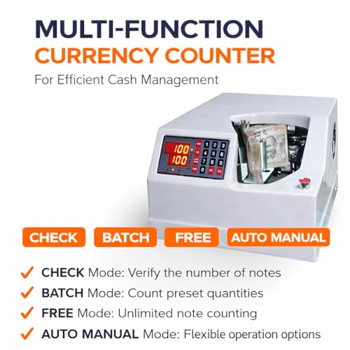Image of Bestow Heavy Duty Currency Counting Machine | 1500 Notes /Minute High-Speed Note Counter for Bank, Office & Home Use (White)