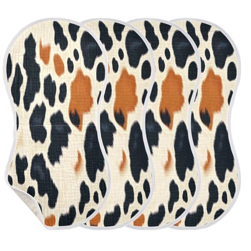 Brown Cow Print Burp Cloths Cotton Baby Washcloths,Large 22x11in Burping Cloth Absorbent and Soft for Newborn Baby Boys and Girls,2 Pack3