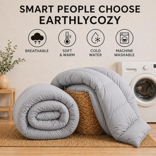 Image of Luxury Hotel Collection Cotton Comforter | All-Season Lightweight Quilt for Hot Sleepers | Plush, Breathable & Box-Stitched (Twin /Twin XL) Silver Grey