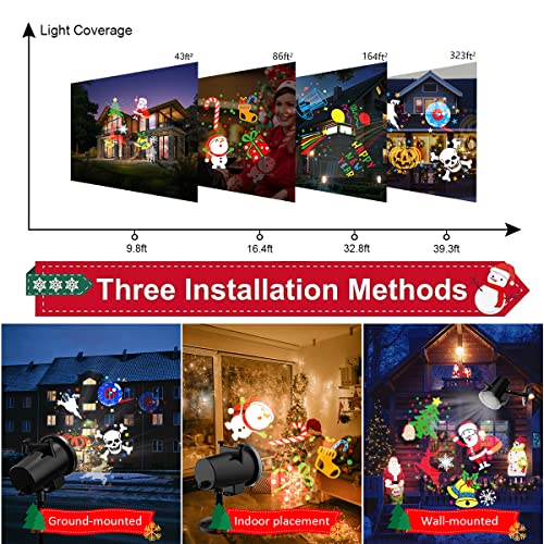 Image of Christmas Halloween Lights Projector Outdoor,Holiday Projector Light,Waterproof Indoor Remote Control LED Projector Lights,16 Slides Holiday Light Party Garden House Apartment Kids Room Night Light