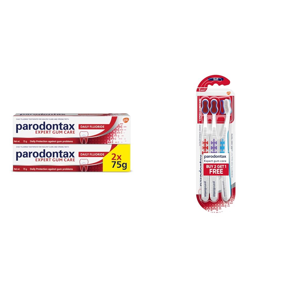 Parodontax Toothpaste Expert Gum Care | Daily Fluoride, Gum Protection Tooth Paste Combo Pack 150gm (75gm x 2) | For Redness, Swelling and Bleeding Gums, Freshness, Reduces Plaque & Adult Expert Gum-image-47