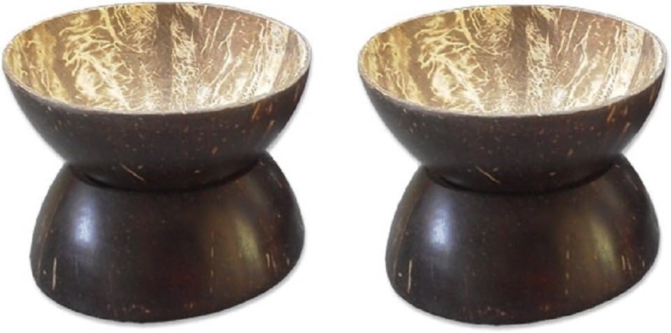 Authentic Kava Drinking Cups and Holders - All-Natural Coconut Shell - Set of Two