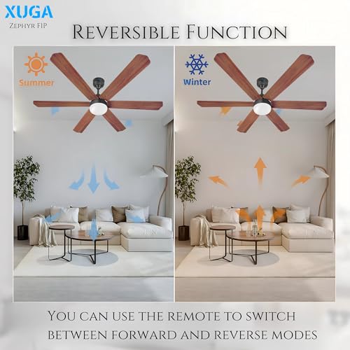 Image of XUGA Zephyr F1P Premium Smart 1200mm, BEE 5-star BLDC fan,6 Blade,Remote Ceiling fan for Home, 100% Copper Motor,Energy Saving, High Air Delivery,LED (Dark Wooden Combo)(5 Year Warranty)