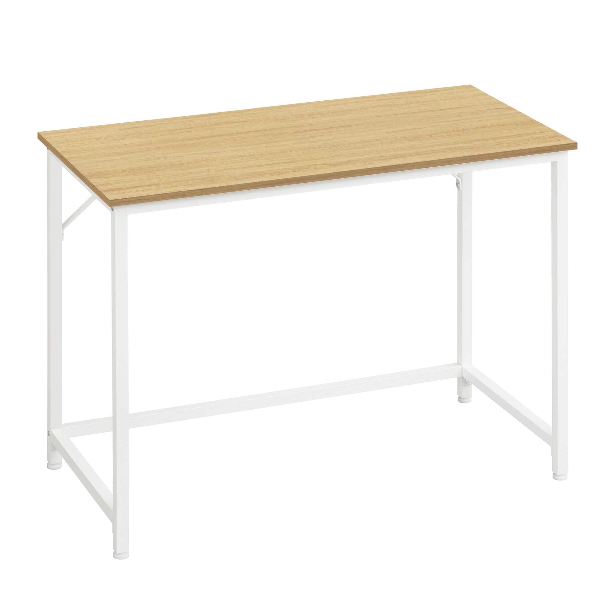 VASAGLE Computer Desk, Office Desk, 120 x 50 x 76 cm, for Study, Bedroom, Living Room, Straw Yellow and Matte White LWD212Y101
