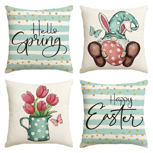 Avoincolorlifehappyeasterhellospringgnomeflowerthrowpillowcovers18x18inchcushioncasedecorationforsofacouchsetof4  Urban Country Home Decor Avoin colorlife happy easter hello spring gnome flower throw pillow covers 18 x 18 inch cushion case decoration for sofa couch set of 4  urban country home decor