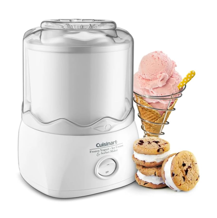 Cuisinart Ice Cream Maker Machine, 1.5 Quart Sorbet, Frozen Yogurt Maker, Double Insulated, White, ICE-21WM1