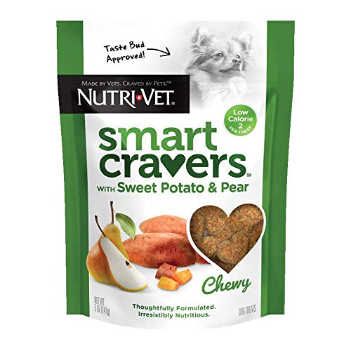 Nutri-Vet Smart Cravers Sweet Potato & Pear Healthy Dog Treats| Made with Pumpkin for Dogs | Low Calorie Treats for Dogs | Soft Dog Treats | 5 Ounces, White
