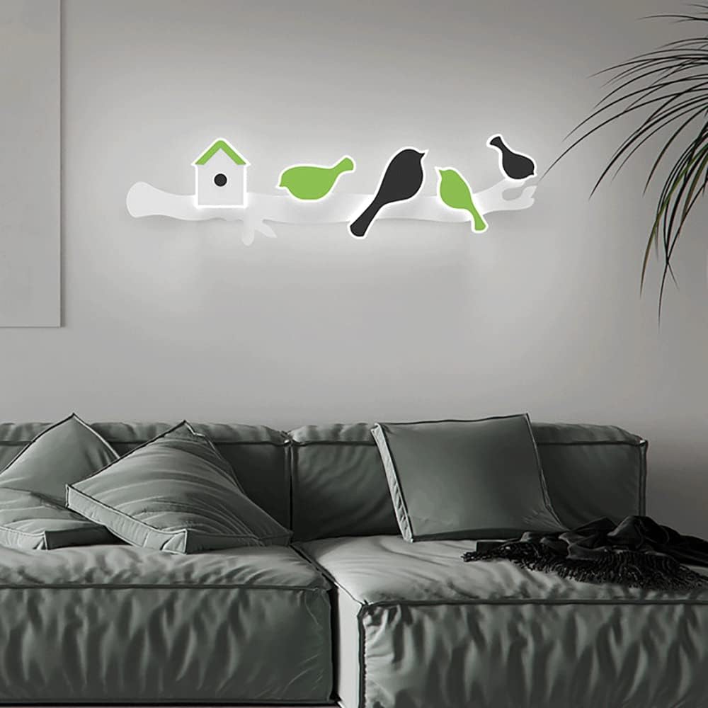 Applique Murale Oiseau De Dessin Animé Pour Chambre D'Enfant, Applique Murale Linéaire En Métal Avec Abat-Jour En Acrylique, Applique Murale Led Moderne - 17 W - 6000 K, Appliques Murales De C