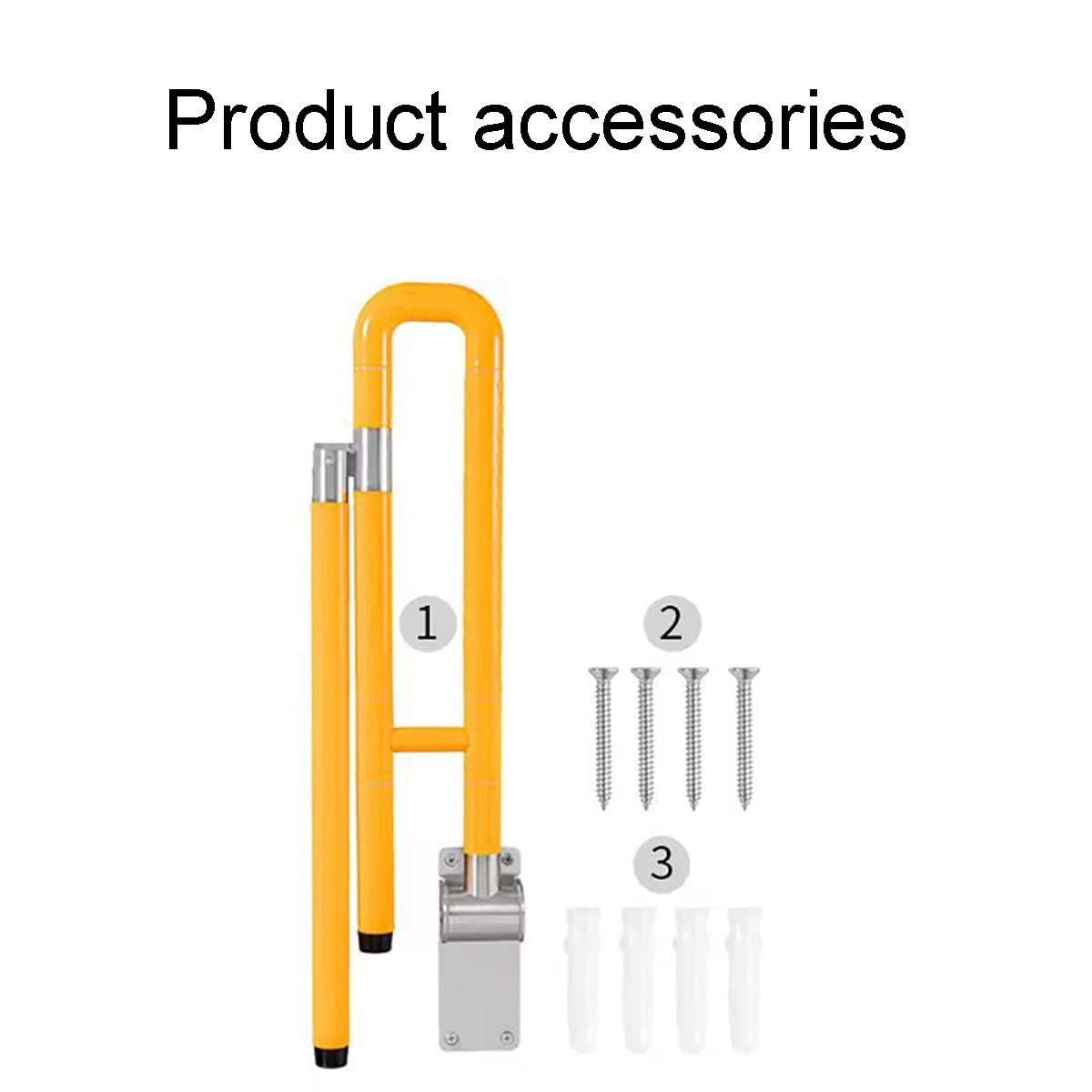Maniglioni per disabili, barre per disabili per bagno, barra pieghevole in acciaio inox, maniglia antiscivolo con gamba, ringhiera per servizi igienici. Binari per WC anziani (colore: giallo