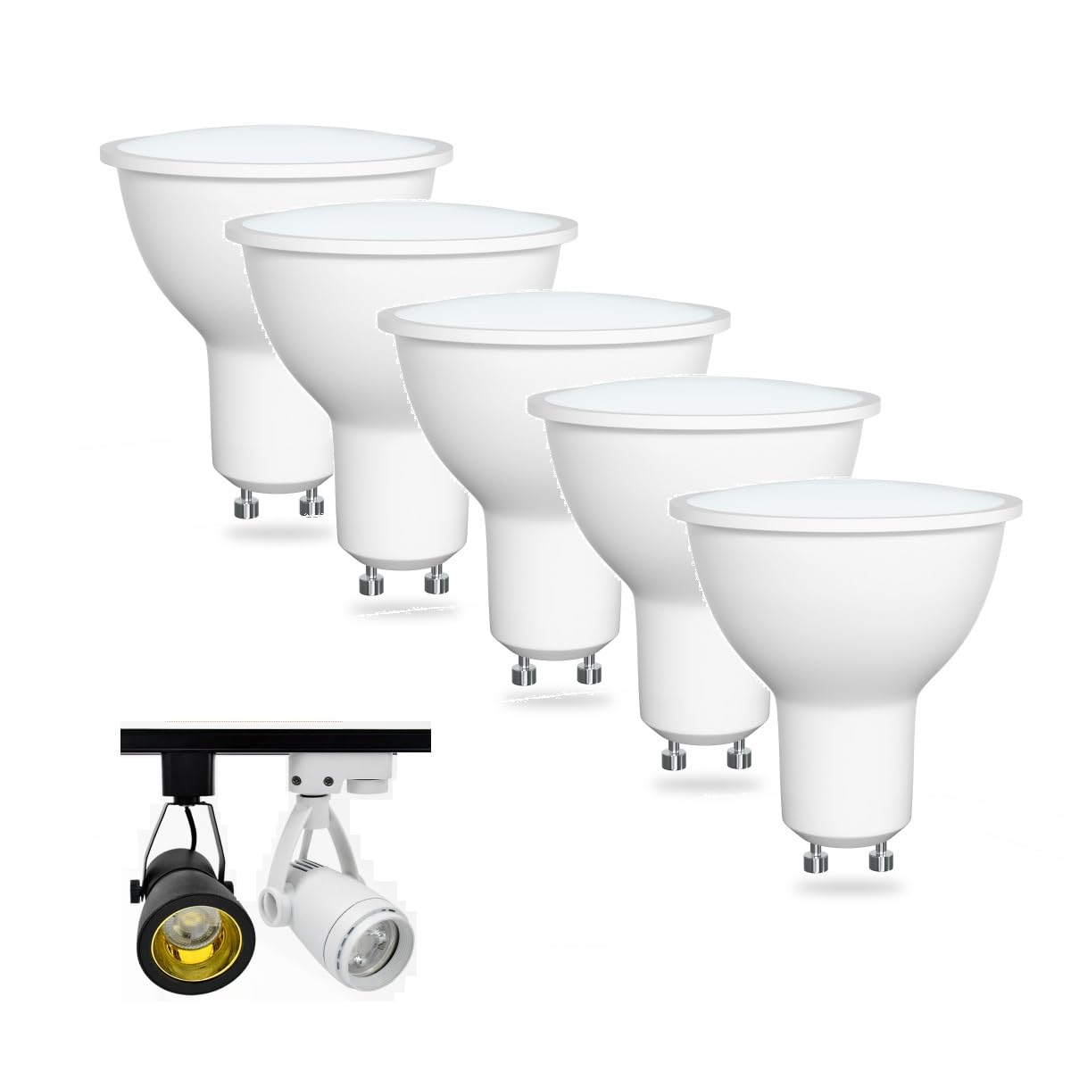 Gu10 230v bombillas LED, haz de inundación de 100°, 2700k blanco cálido 4000k 6500k, regulable, sin parpadeo, alta cri 85+, para iluminación de pista (230V-5W 10pcs/luz blanca 6500K)