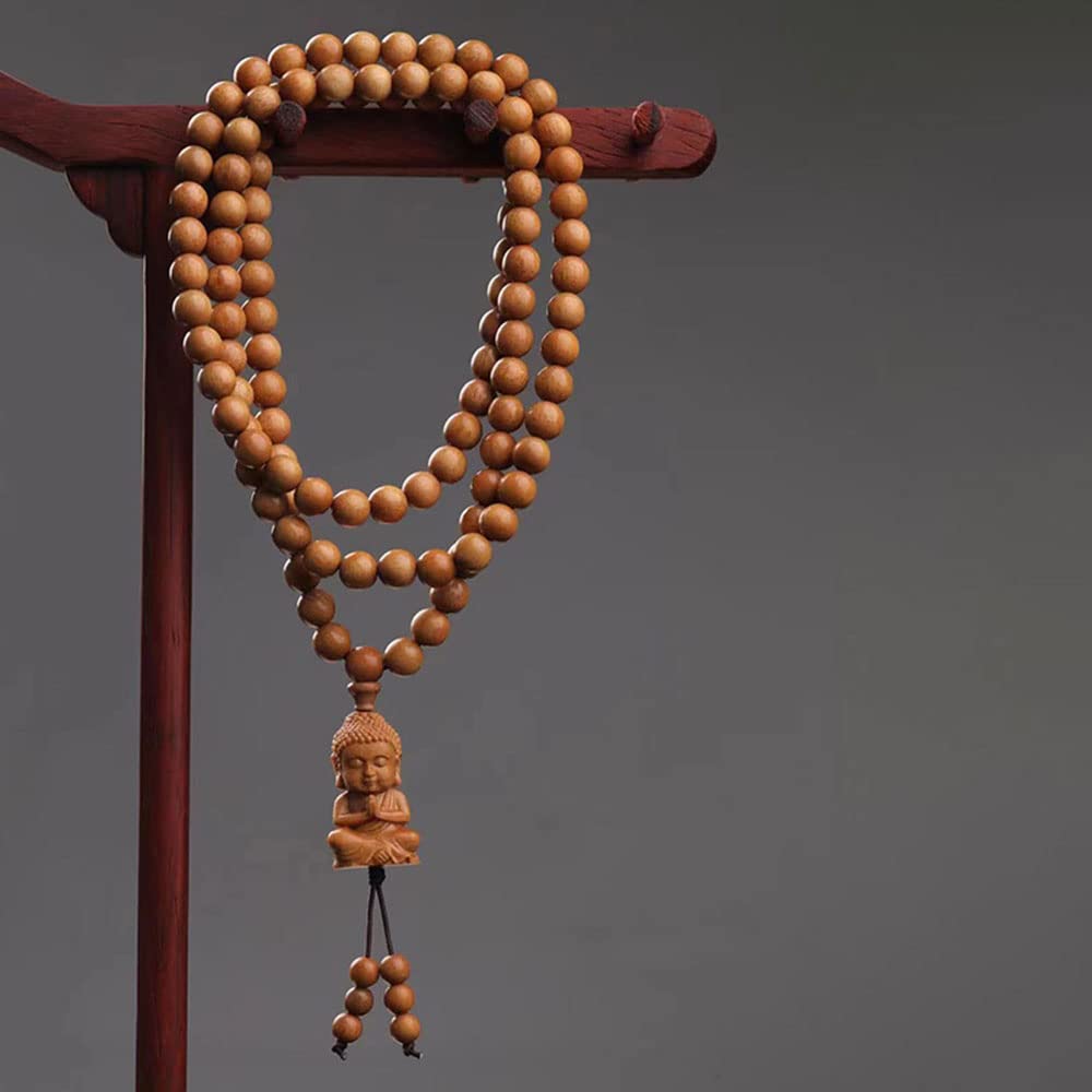 Braccialetto rosario, Bracciale multi-cerchio con perline in teak da 6 mm